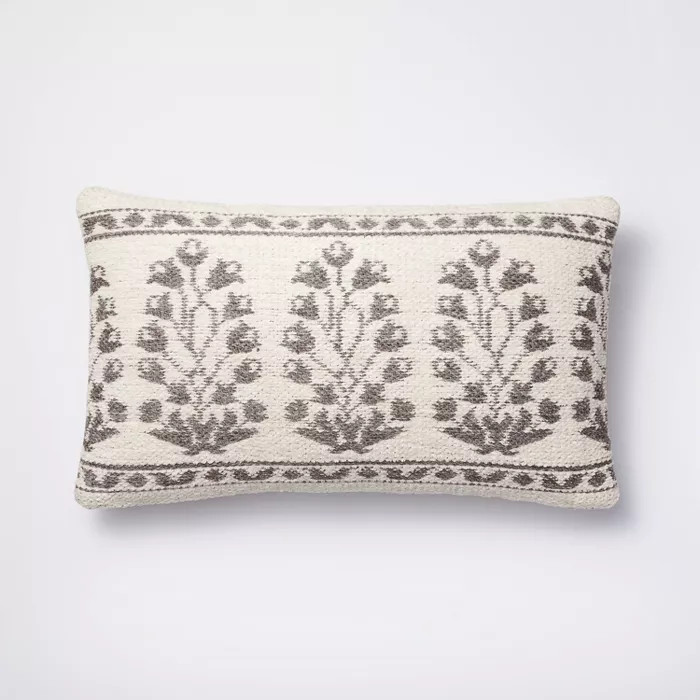 Woven Jacquard Floral Pillow Blue/Cream - Threshold™ designed with Studio McGee | Target
