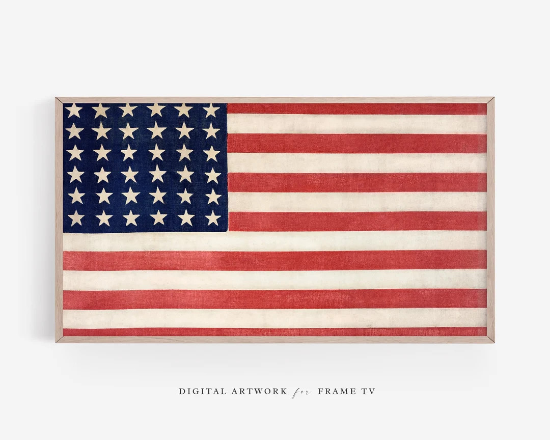American Flag Vintage Painting for Samsung Frame TV Art, America Wall Decor, 4th of July TV Art, ... | Etsy (US)