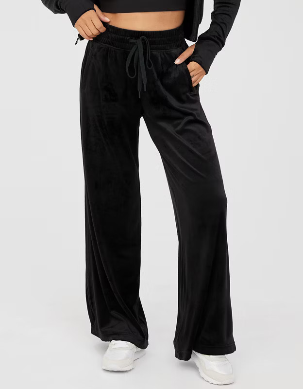 OFFLINE By Aerie Bright Lights Velour Wide Leg Pant | Aerie