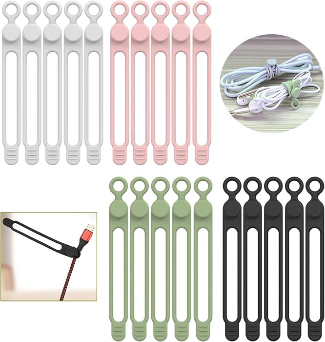 [20Park]UMUST Silicone Cable Ties,Reusable Cable Management Organizer, Multipurpose Elastic Cord ... | Amazon (US)