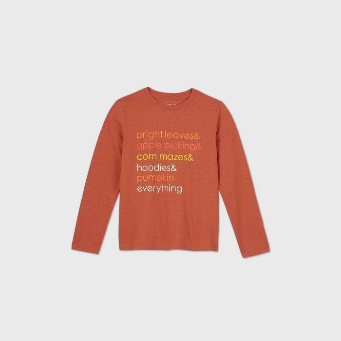 Boys' Long Sleeve Fall Graphic T-Shirt - Cat & Jack™ Orange | Target