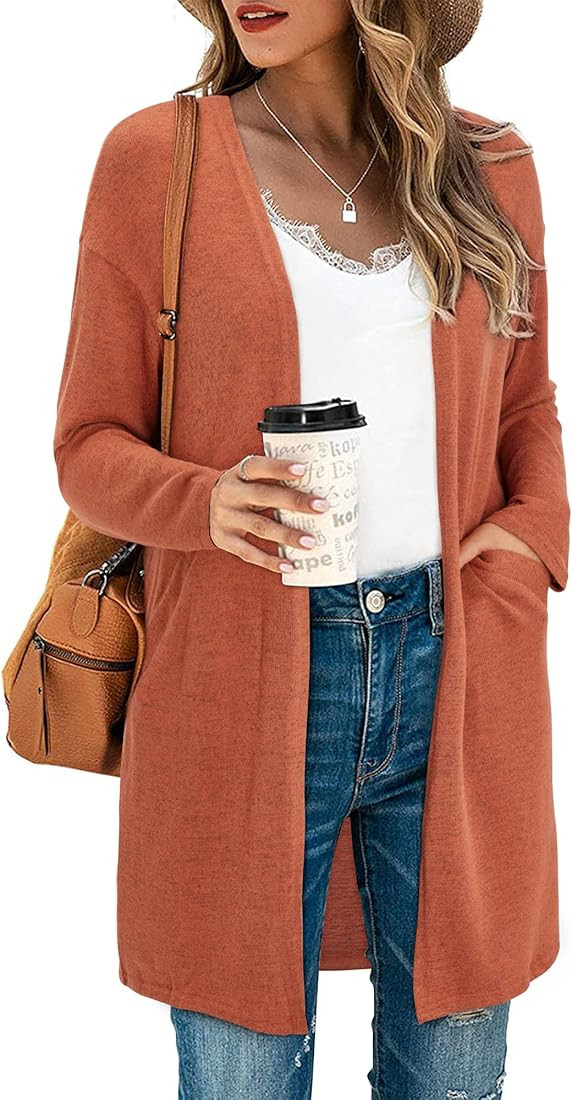 II ININ Women's Open Front Leopard Print Cardigan Shirt with Pockets Long Sleeve Lightweight Outw... | Amazon (US)