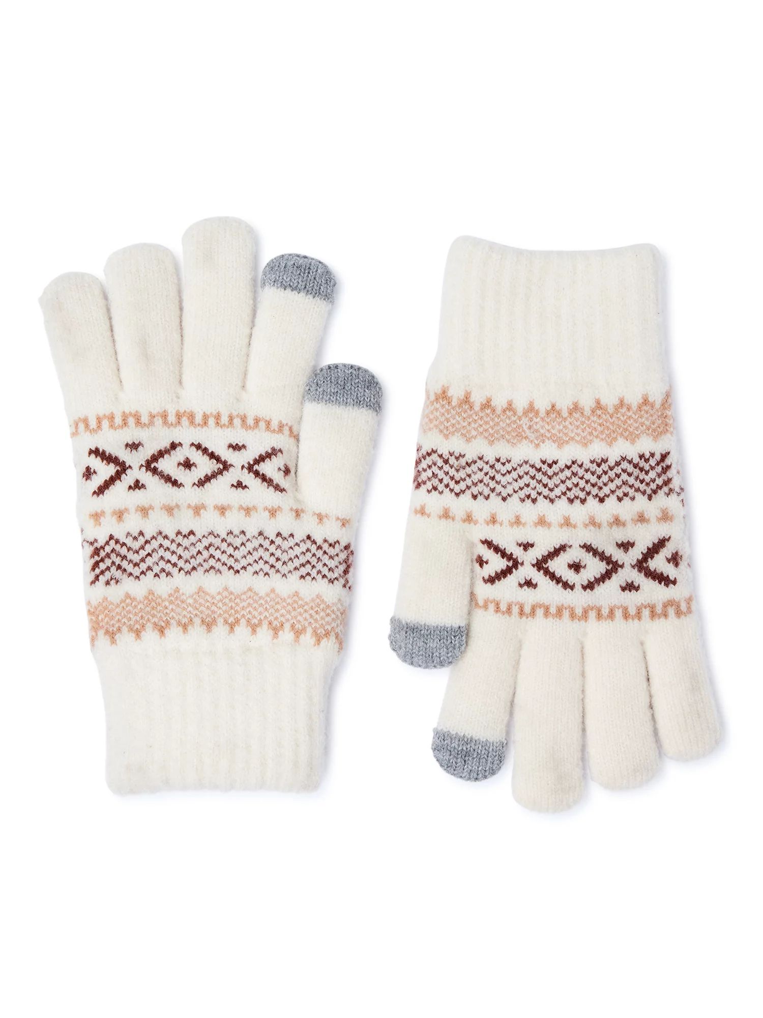 Time and Tru Women's Patterned Knit Gloves - Walmart.com | Walmart (US)