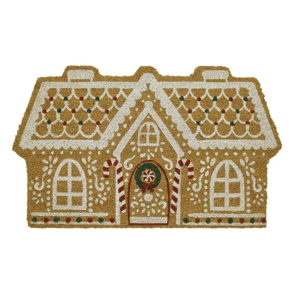My Texas House Multi Gingerbread Candy Cane Outdoor Coir Doormat, 18" x 30" | Walmart (US)