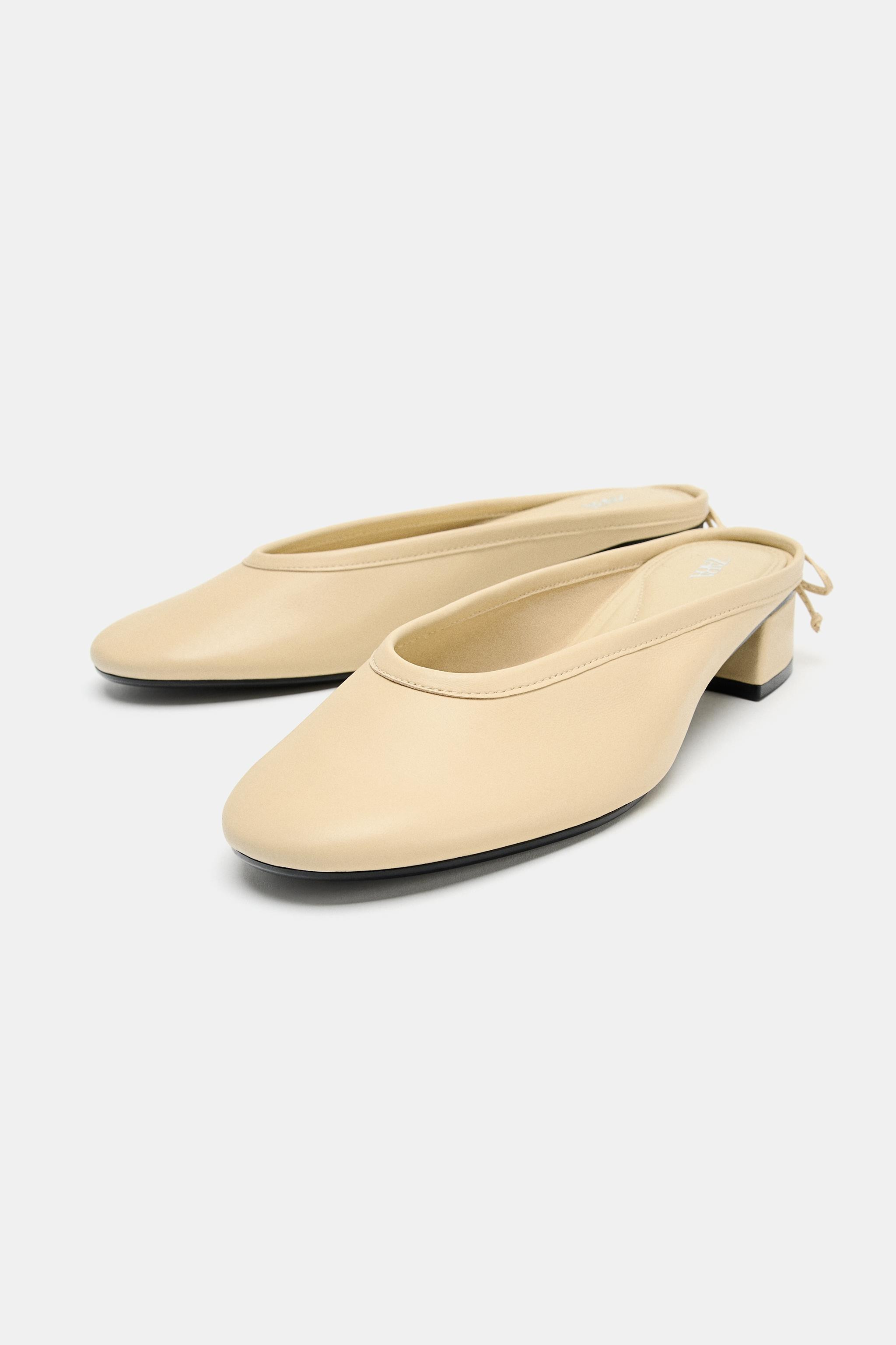 LEATHER SLINGBACK BALLET FLATS | Zara Canada