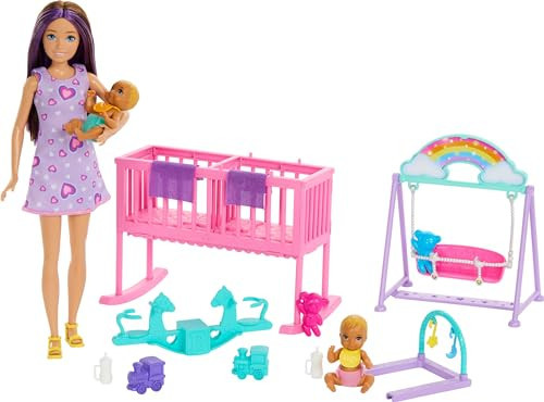 Barbie Skipper Doll & Nursery Playset with Accessories, Includes Twin Baby Dolls, Crib, Swing, See-Saw & More | Amazon (US)