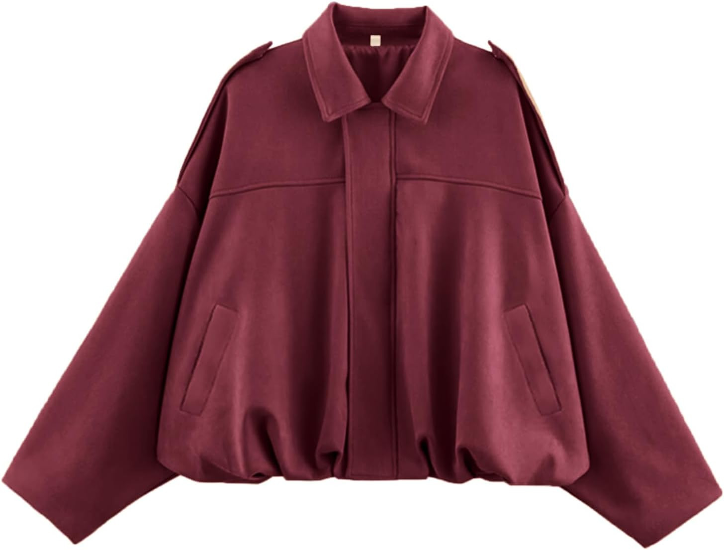 Womens Faux Suede Bomber Jacket Oversized Long Sleeve Cropped Coat | Amazon (US)