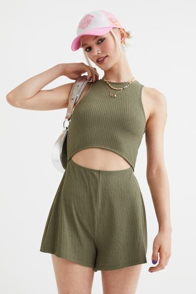 Ribbed Romper with Cut-out | H&M (US + CA)