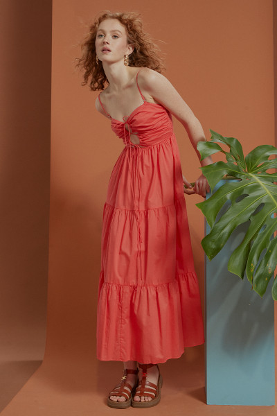 Halter Party Midi Dress in Rhubarb | Bohemian Traders