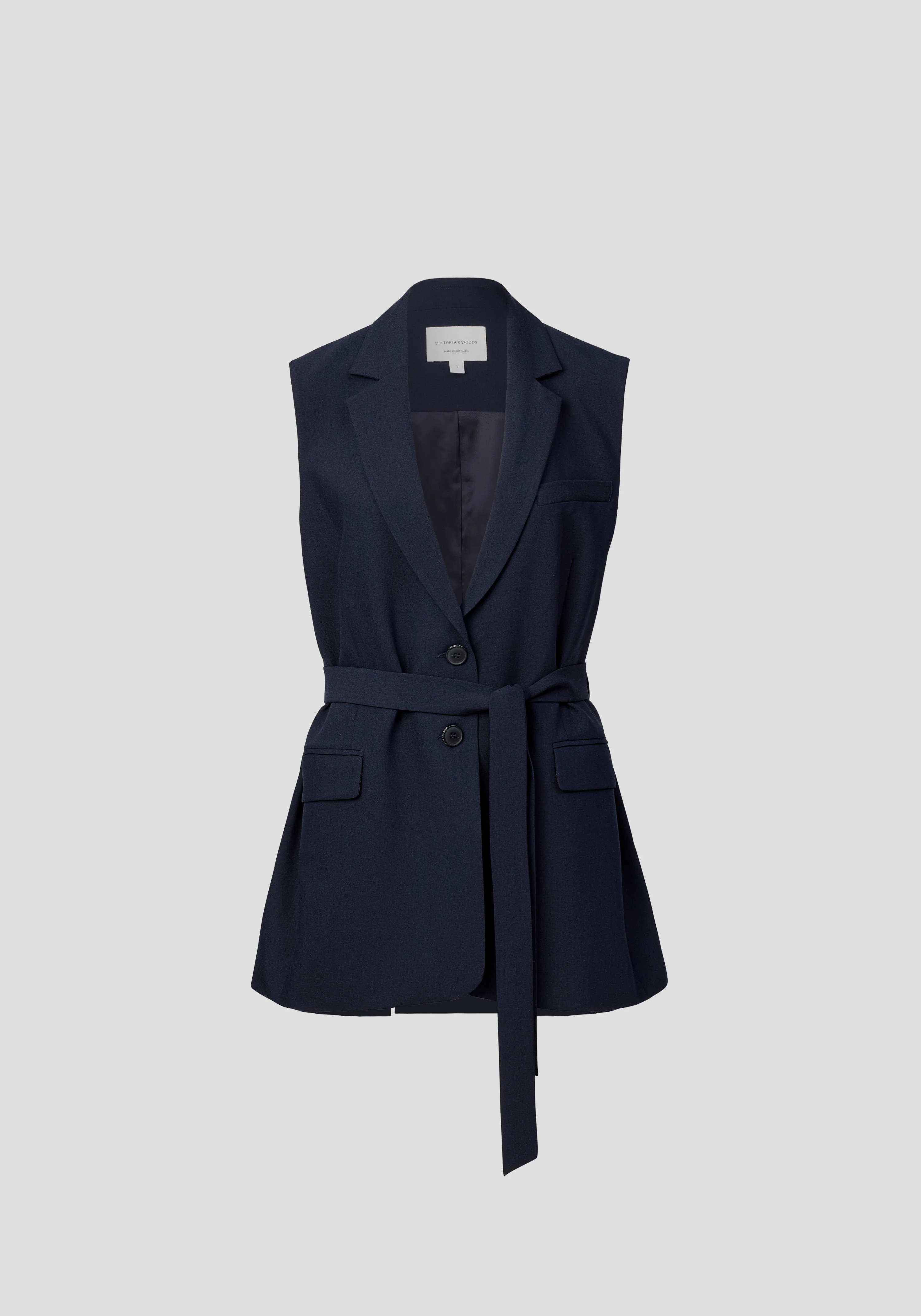 Repertoire Sleeveless Blazer IN BLUE | JACKETS | VIKTORIA & WOODS | Viktoria & Woods