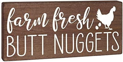 Farm Fresh Butt Nuggets Eggs Sign - Chicken Decor - Funny Hen House Coop Accessories or Rustic Ki... | Amazon (US)