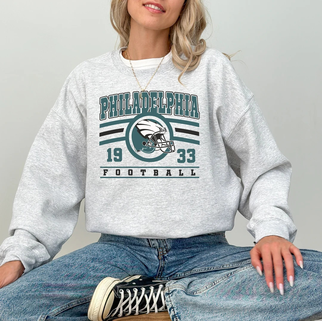 Trendy Philadelphia Football Sweatshirt and T-shirt, Philadelphia Football Fan Shirt, Vintage Phi... | Etsy (US)