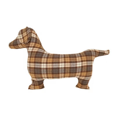 Saro Lifestyle Plaid Dachshund Poly Filled Throw Pillow, 30"x21"x4", Brown | Target