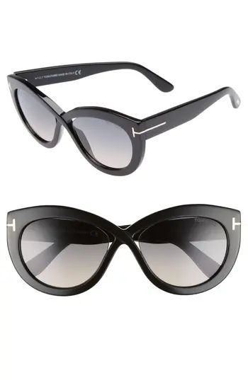 Women's Tom Ford Diane 56Mm Butterfly Sunglasses - Black/ Gradient Smoke | Nordstrom