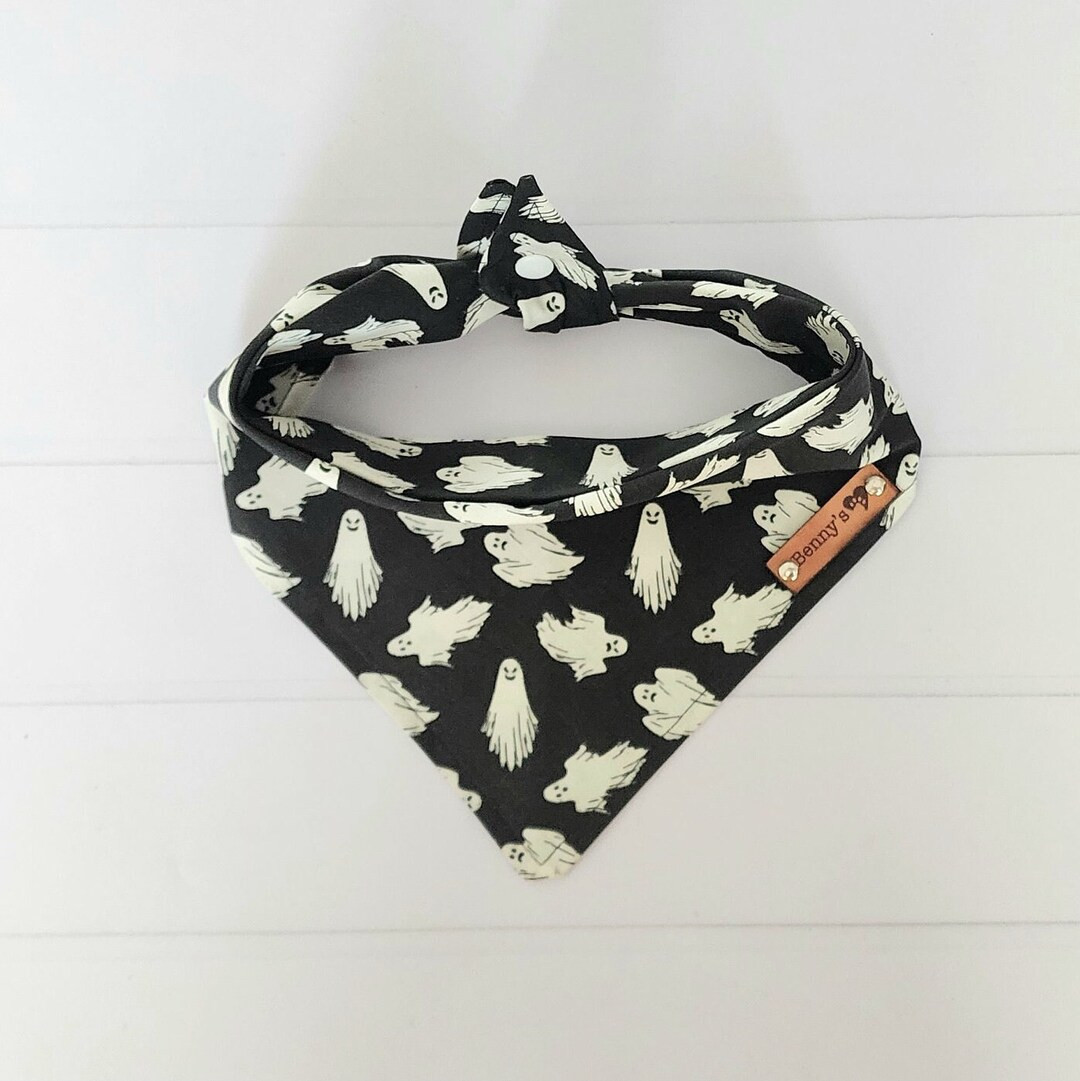 Halloween Dog Bandana Ghost Dog Bandana Glow in the Dark Dog Bandana Tie & Snap Bandana Black Whi... | Etsy (US)