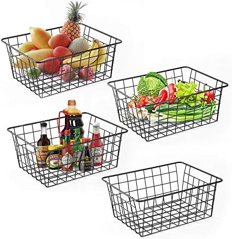 Amazon.com - Wire Baskets for Organizing Household Pantry Baskets 4 Pack Pantry Baskets For Stora... | Amazon (US)