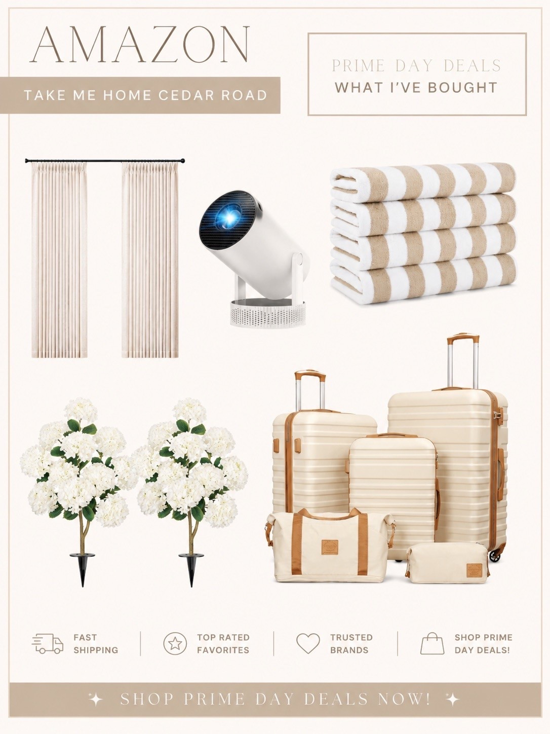 Prime day what I’ve bought so far! Great deals!!!

Curtains, beach towels, pool towels, neutral luggage , cordless projector, faux hydrangeas

#LTKHome #LTKSaleAlert