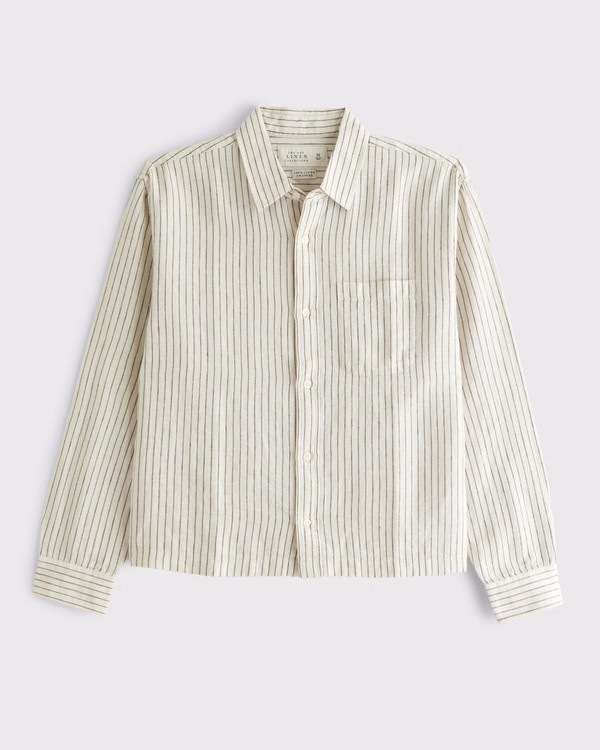 Men's Cropped Linen Button-Up Shirt | Men's Tops | Abercrombie.com | Abercrombie & Fitch (US)