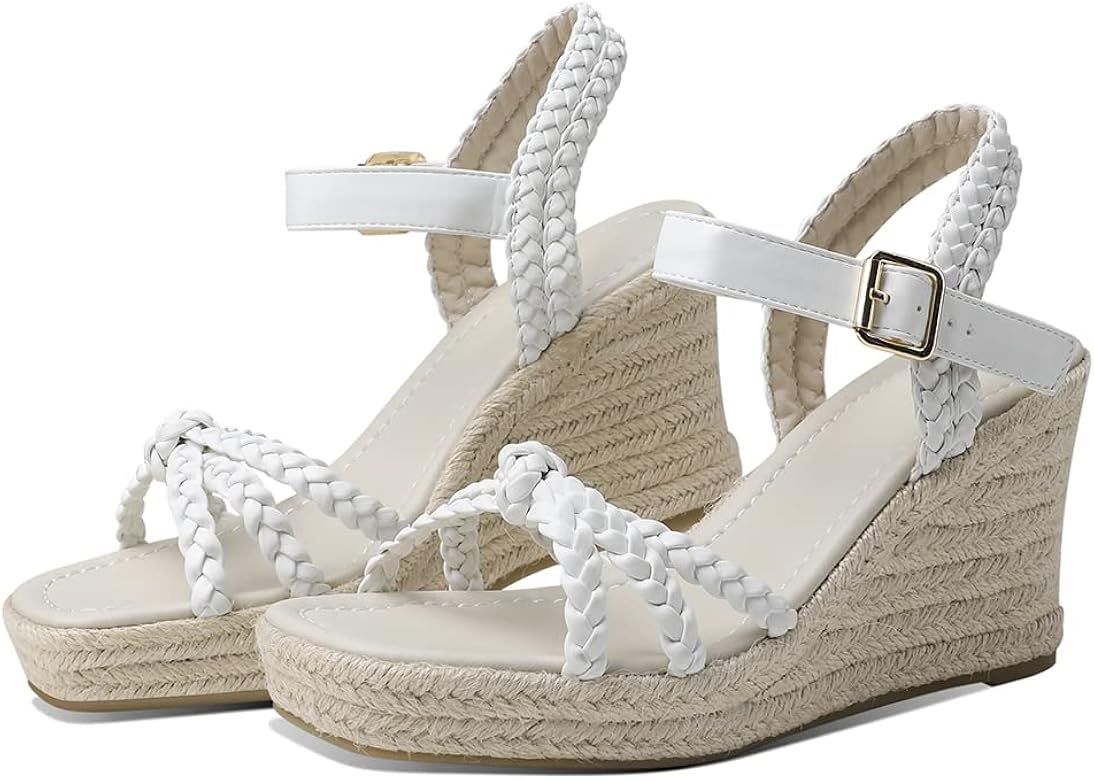 Mikarka Women's Open Toe Espadrilles Dressy Wedge Sandals Ankle Strap Braided Knot Platform Sanda... | Amazon (US)