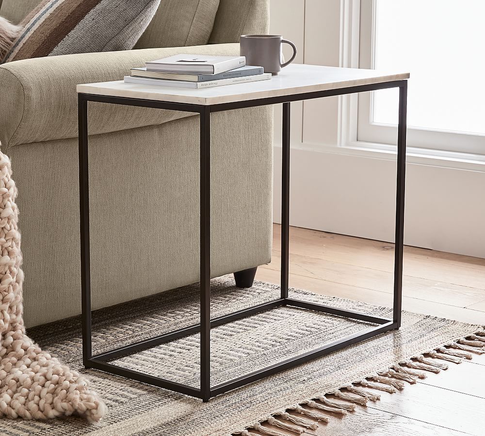 Delaney Rectangular Marble End Table | Pottery Barn (US)