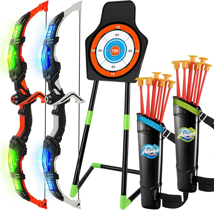 Bow and Arrow for Kids 4-6-8-12 Years Old, Archery Toy Set for Boys with LED Lights - Includes 2 ... | Amazon (US)