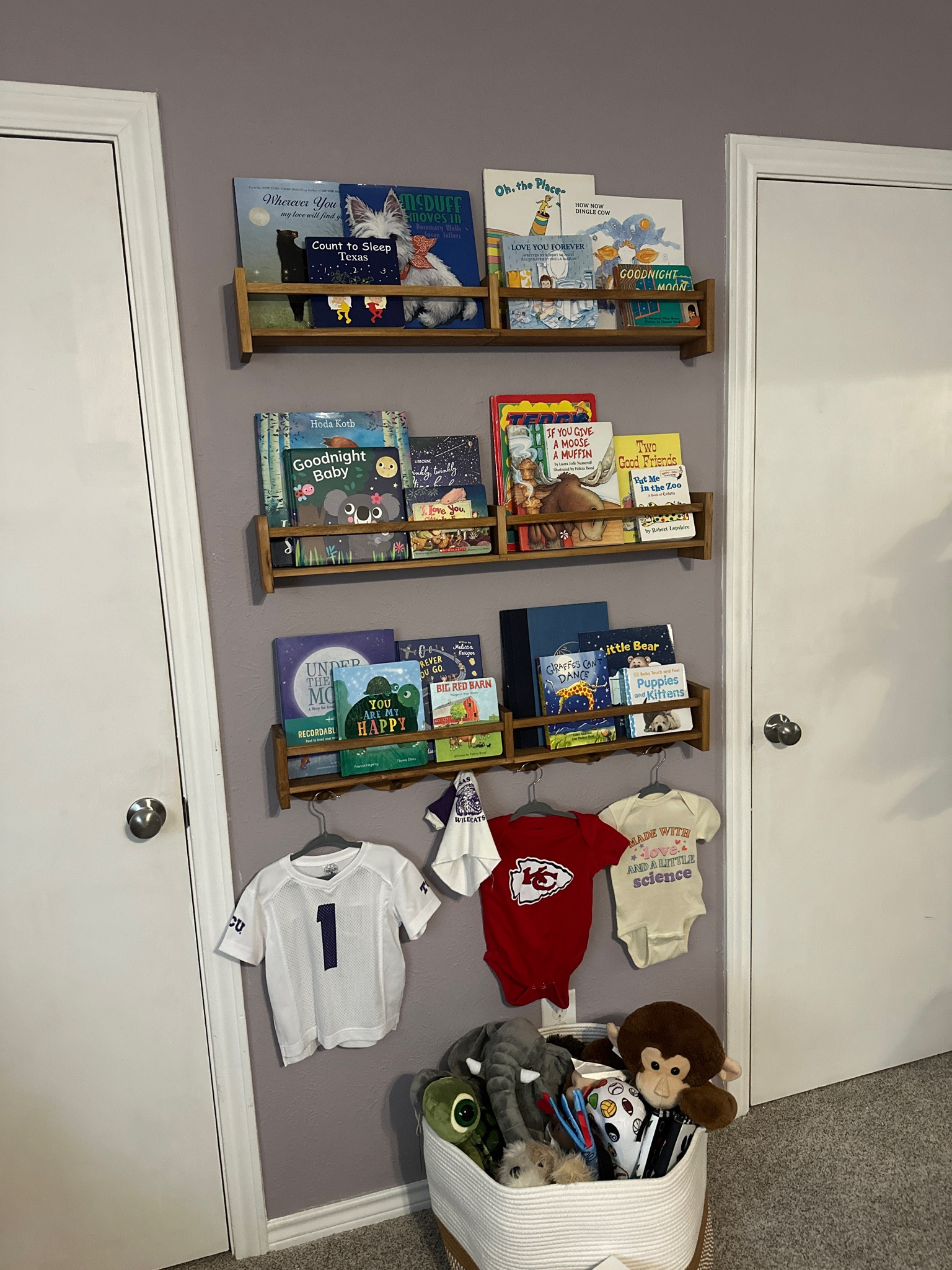 We bought the 4 pack shelf, 1 is on a different wall. We bought $10 stain at Lowe’s to match the crib/dresser!  

#LTKHome #LTKBaby