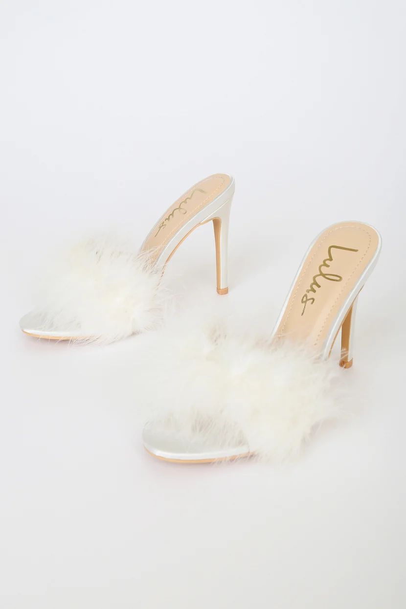 Boabaa White Feather High Heel Sandals | Lulus (US)