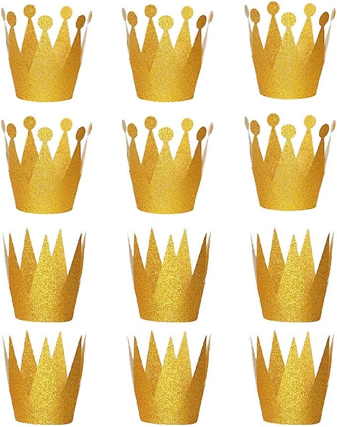 3 otters Gold Crown Hats, 12PCS Party Crown Hats Caps for Birthday Wedding Celebration | Amazon (US)