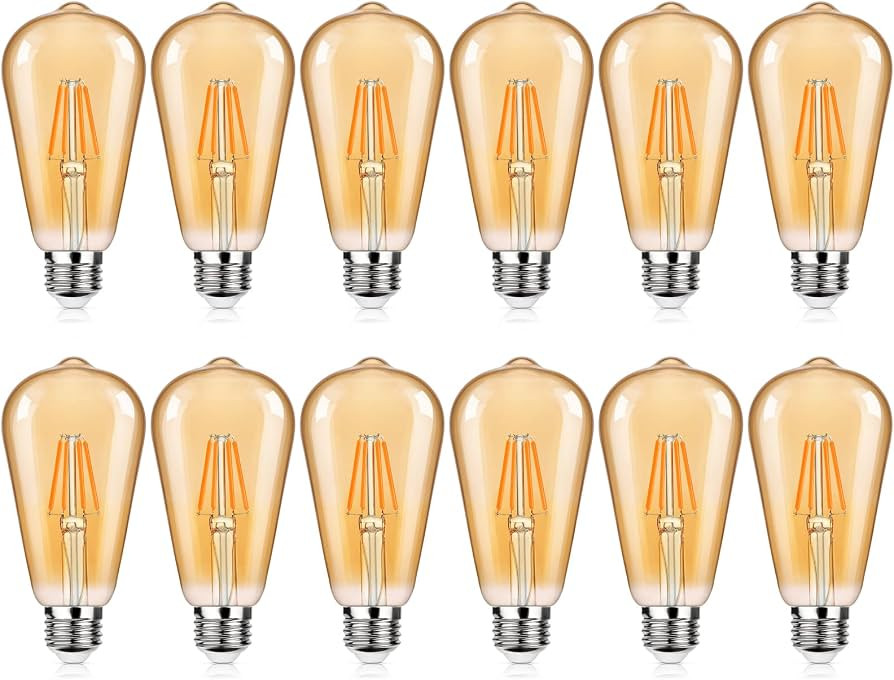 MAXvolador LED Edison Bulb Dimmable, Amber Warm 2300K, 40W Equivalent, 4W Vintage ST64 LED Filame... | Amazon (US)