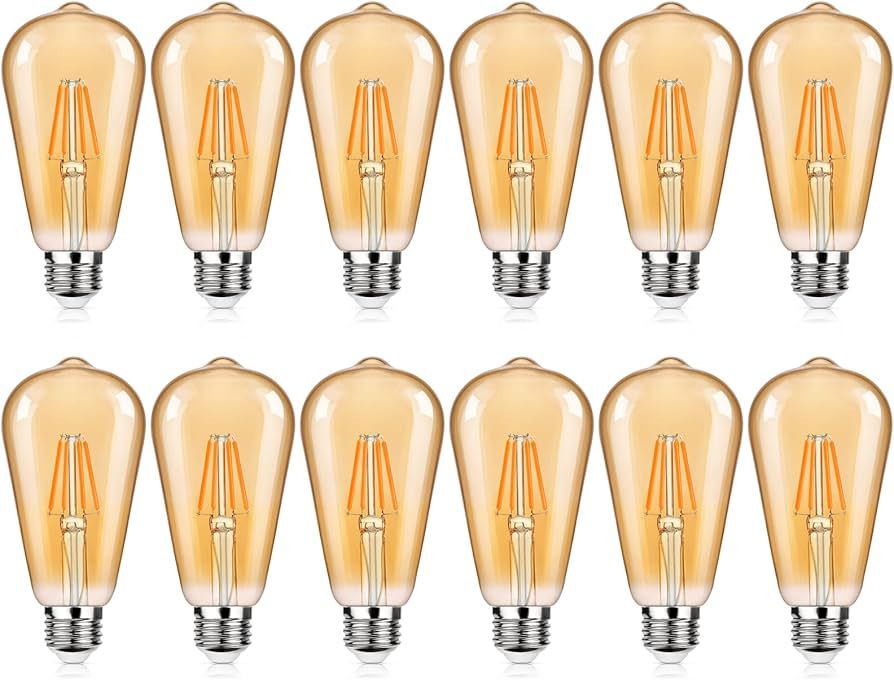 MAXvolador LED Edison Bulb Dimmable, Amber Warm 2300K, 40W Equivalent, 4W Vintage ST64 LED Filame... | Amazon (US)