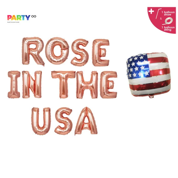Rose in the USA balloons banner | Baby girl birthday Fourth of July balloons| American pride ball... | Etsy (US)