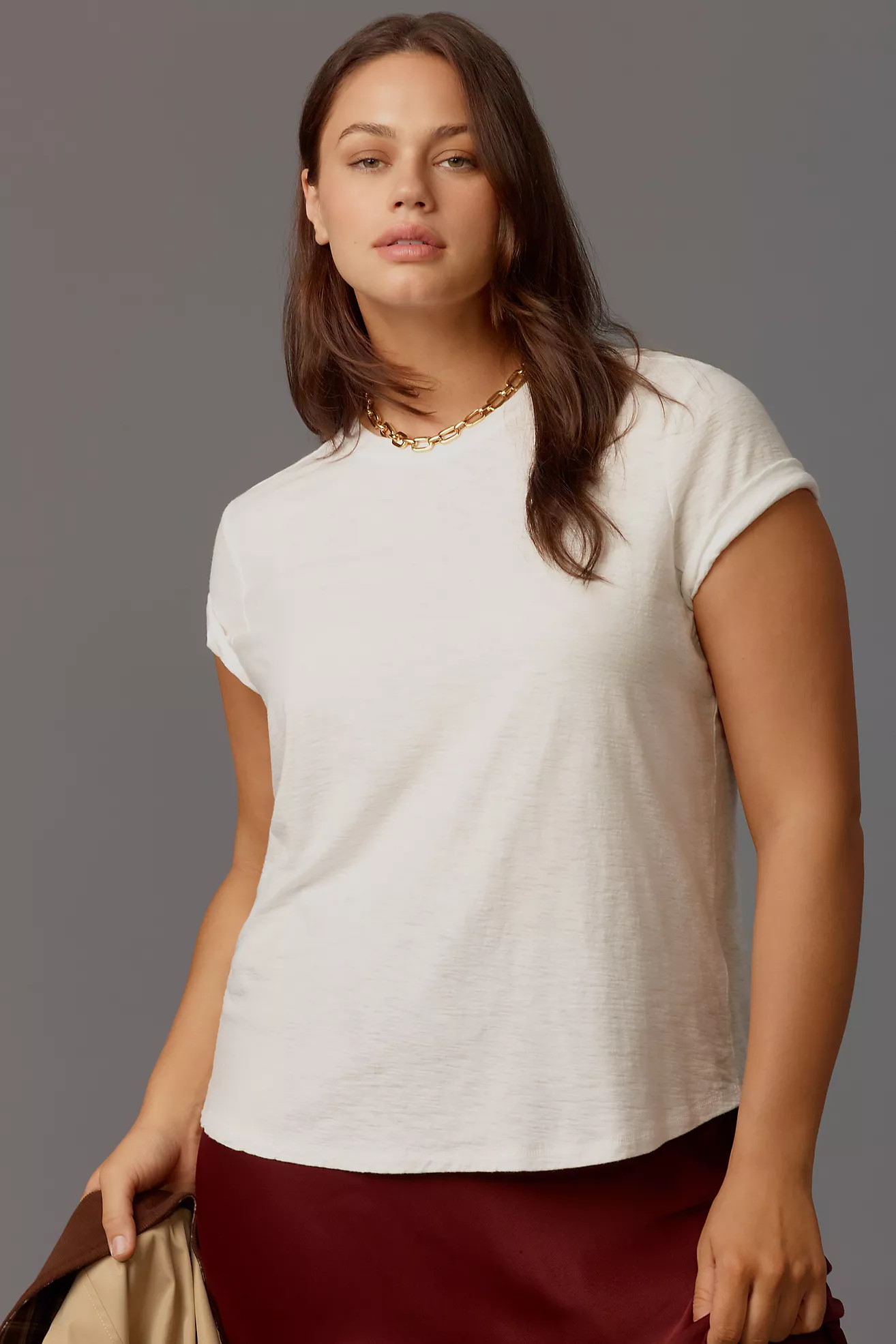 The Bennie Cotton Slub Crew-Neck Slim Tee by Pilcro | Anthropologie (US)