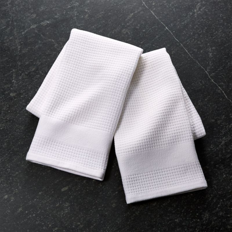 Waffle-Terry White Dish Towels, Set of 2 + Reviews | Crate and Barrel | Crate & Barrel