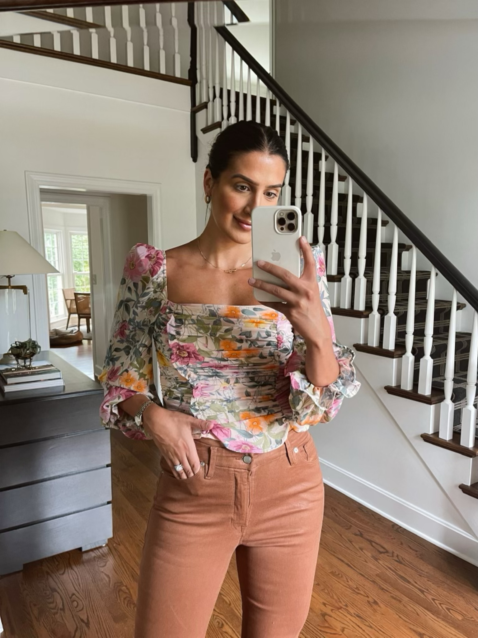 Floral top- floral blouse- fall outfit inspo- fall outfit- brown pants- outfit inspo- brown jeans- 

#LTKSeasonal #LTKstyletip #LTKfamily