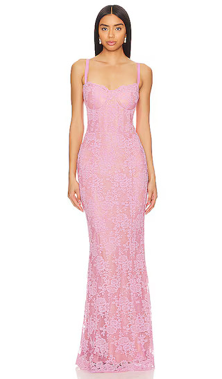 Ruby Gown in Begonia Pink Lace | Revolve Clothing (Global)