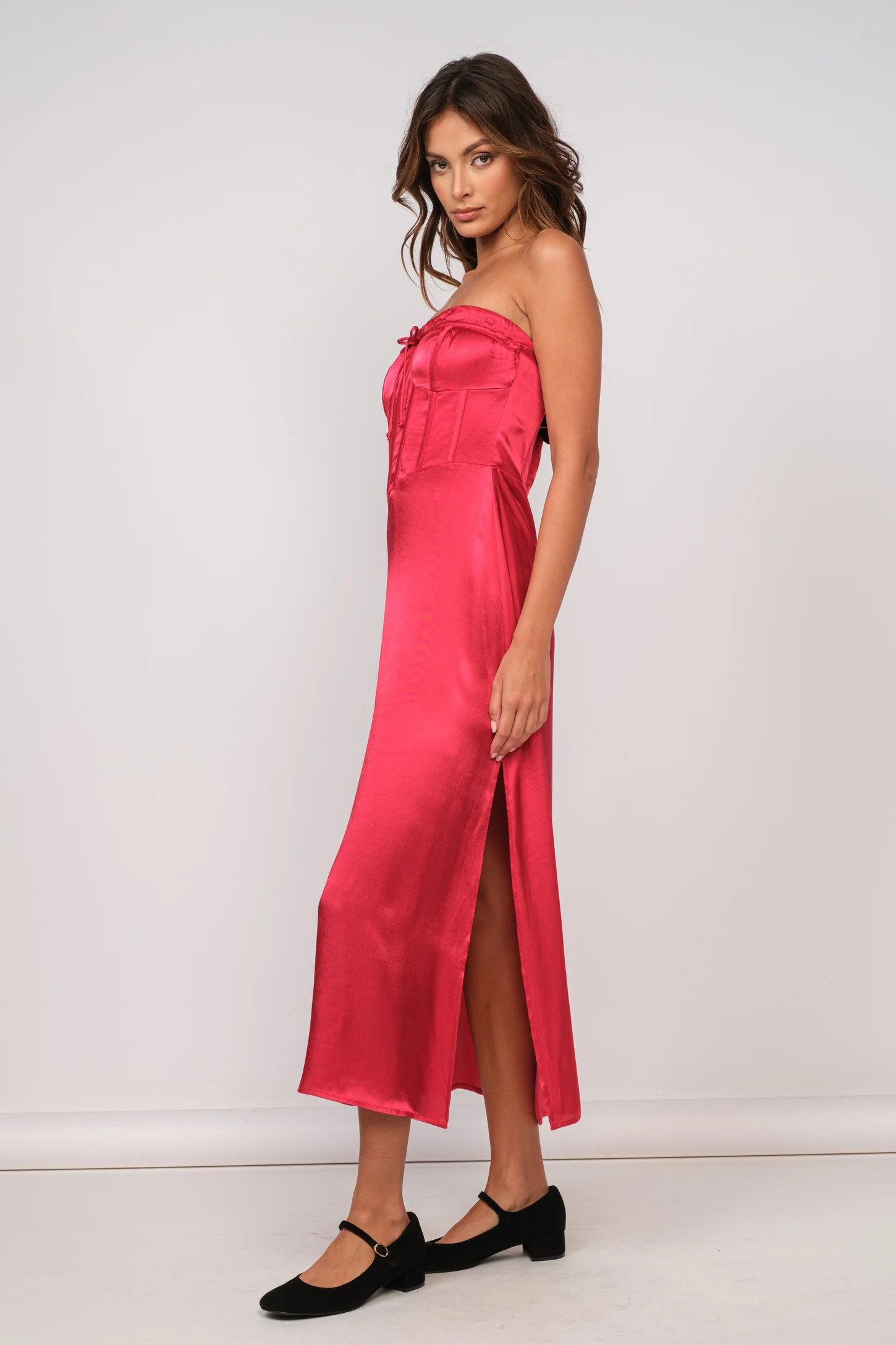 Red Silky Midi Dress | PinkBlush Maternity