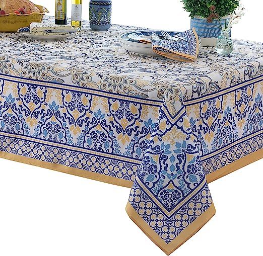 Home Bargains Plus Provence Allure Arabesque Yellow and Blue Floral Bordered Country French Fabri... | Amazon (US)