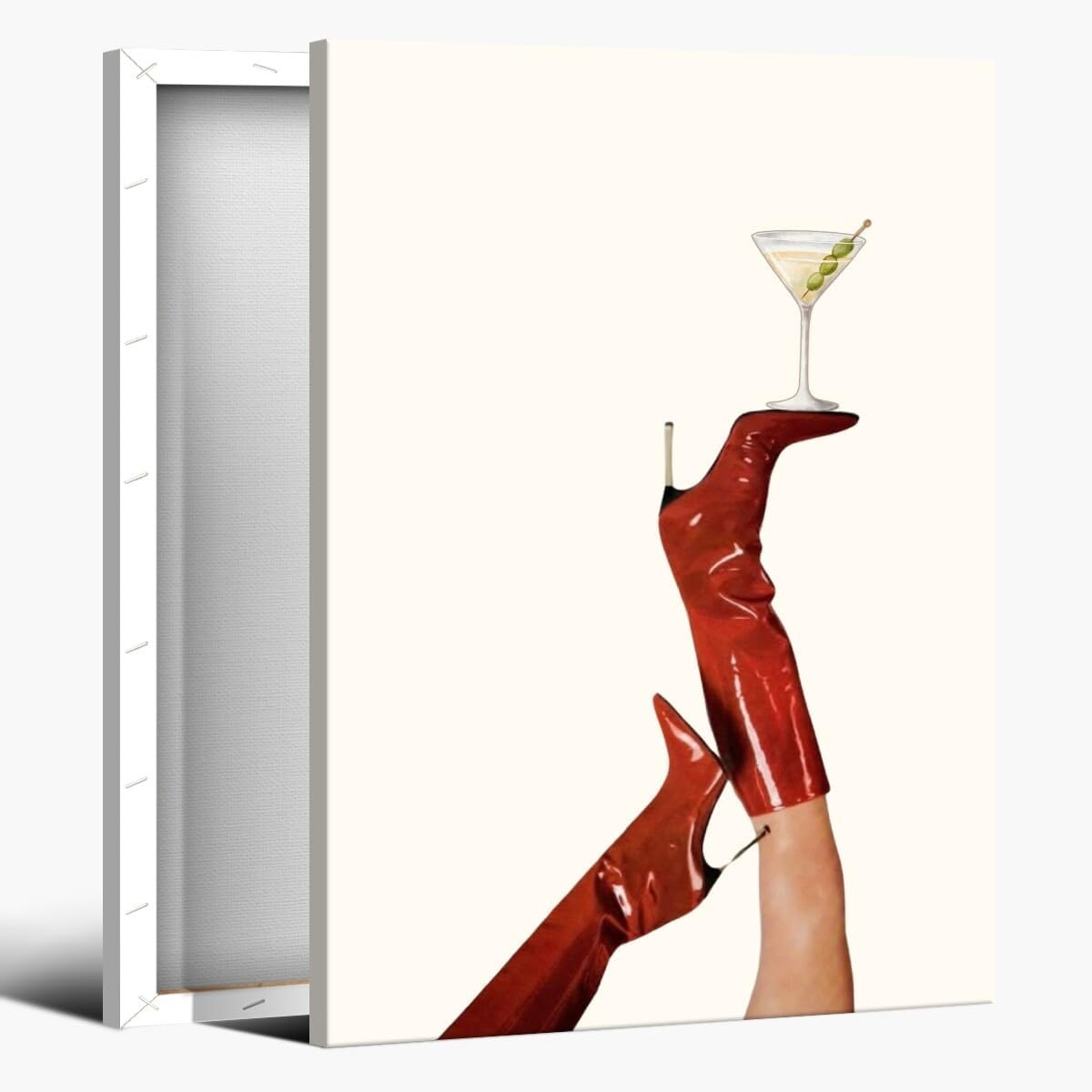 Red Cowgirl Boots Wall Art Preppy Martini Poster Trendy Girly Room Decor Funky Coquette Feminist Posters Dry Martini Canvas Prints Apartment Aesthetic Home Kitchen Bar Dorm Decoration 16x24inch Framed | Amazon (US)