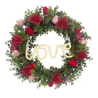 22" Valentine's Day Love Boxwood Rose Wreath by Celebrate It™ | Michaels | Michaels Stores