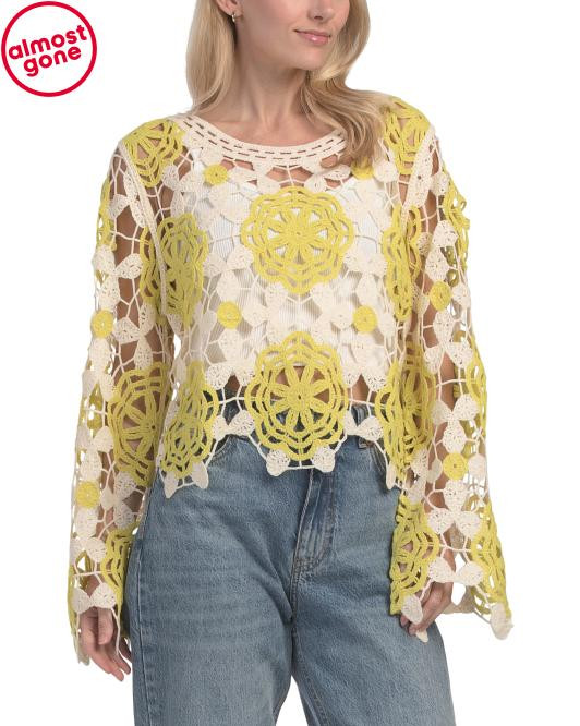 Long Sleeve Crochet Top | TJ Maxx
