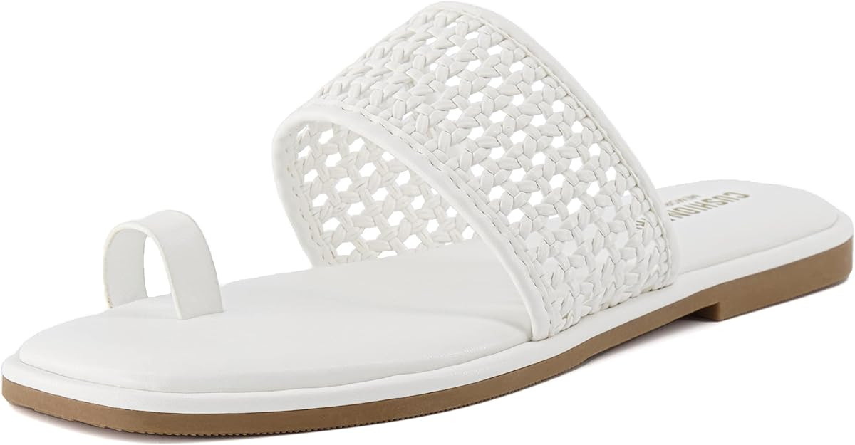 CUSHIONAIRE Women's Kiss toe ring basket weave sandal +Memory Foam, Wide Widths Available | Amazon (US)