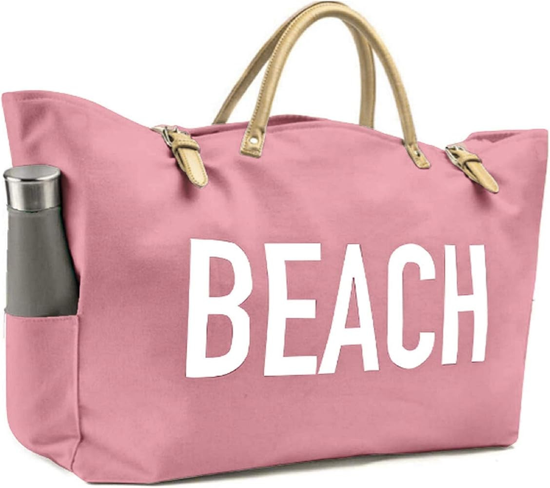 Fashion Beach Bag, Large, Waterproof Lining, Shoulder Straps, Multiple Pockets For Storage | Amazon (US)