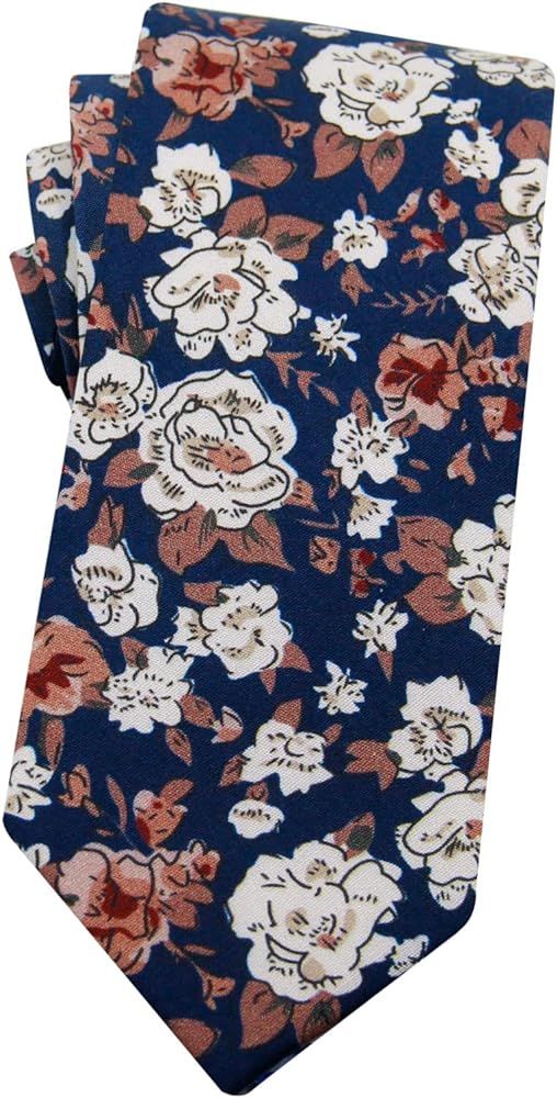 Mantieqingway Men's Cotton Floral Neck Tie 2.56'' Printed Skinny Tie | Amazon (US)
