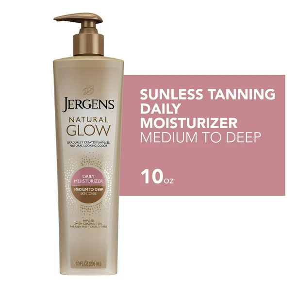 Jergens Natural Glow Sunless Tanning Lotion, Medium to Deep Skin Tone, 10 oz - Walmart.com | Walmart (US)