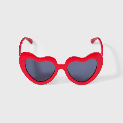 Girls' Heart Sunglasses - art class™ Red: UV Protection, Recycled Plastic Frame, Kids 10-12 Years | Target