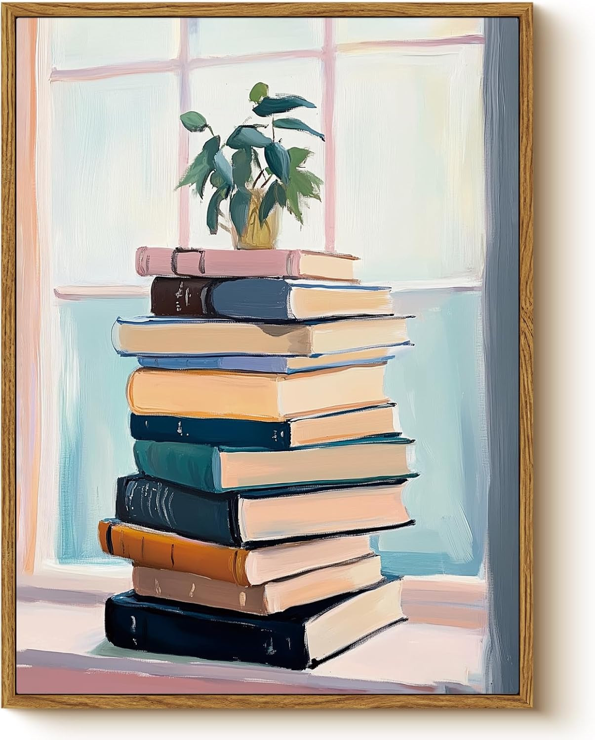 Back to School Wall Art Green Potted Plant on Vintage Book Stack 12x16 Framed, Study Room College... | Amazon (US)