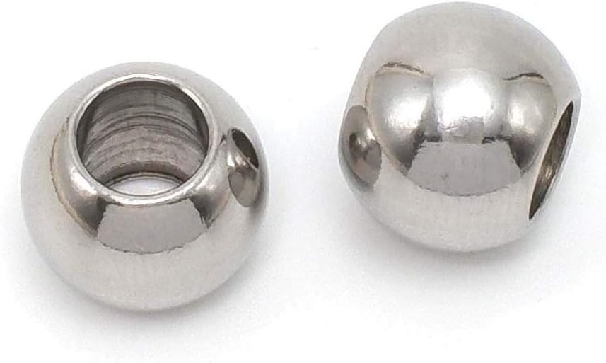 100 PCS Stainless Steel Spacer Beads, Round Larger Hole Polished Metal European Beads Craft Finding for Bracelet Necklace Earring Jewelry Making [Hole 5mm x Dia. 8mm] 0104 | Amazon (US)