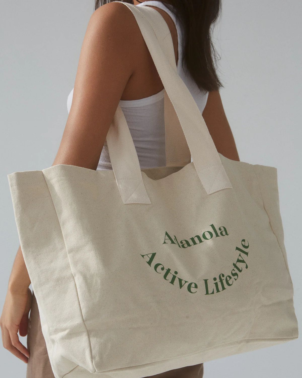 Active Lifestyle Tote Bag - Cream/Green | Adanola UK