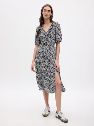 Puff Sleeve Ruffle Midi Dress | Gap (US)