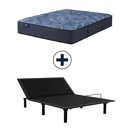 Serta Perfect Sleeper Cobalt Calm 13.25" Plush Tight Top - Mattress + Adjustable Base, One Size, White | JCPenney
